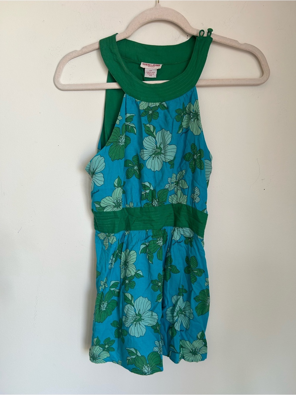 Y2K Guess Teal Solid Halter Top